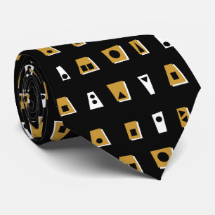020216 - Gold Brown, White and Black on Black Tie