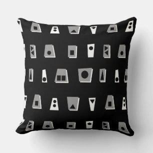 020216 - Grey, White and Black on Black Throw Pillow