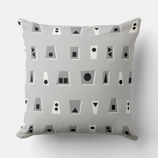 020216 - Grey, White and Black on Grey CCCCCC Throw Pillow (Front)