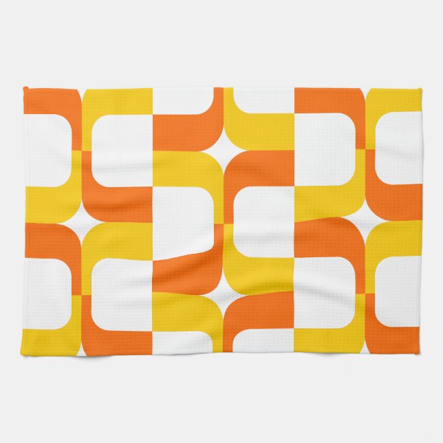 020614 - Amber and Orange on White Kitchen Towel (Horizontal)
