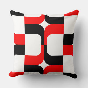 020614 - Black and Red on White Throw Pillow