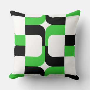020614 - Black and Spring Green on White Throw Pillow