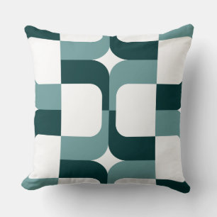020614 - Dk Moss Green and Ocean Green on White Throw Pillow