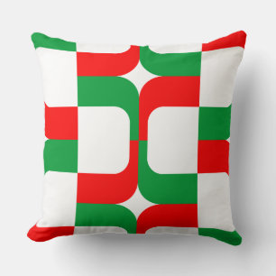 020614 - Grass Green and Red on White Throw Pillow