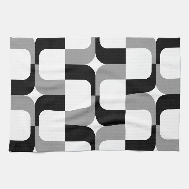 020614 - Grey and Black on White Kitchen Towel (Horizontal)