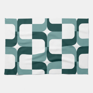 020614 - Ocean Green and Dark Green on White Kitchen Towel