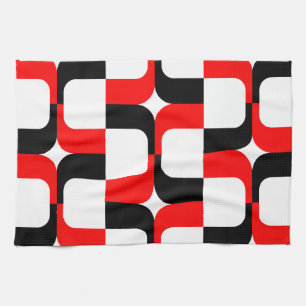 020614 - Red and Black on White Kitchen Towel