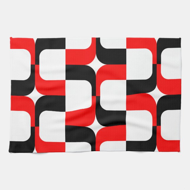 020614 - Red and Black on White Kitchen Towel (Horizontal)