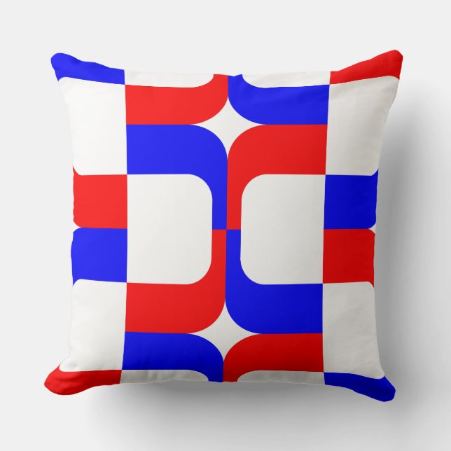 020614 - Red and Blue on White Throw Pillow (Front)