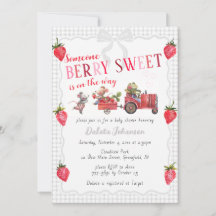 020 Fog Grey Gingham Berry Sweet Farm Baby Shower
