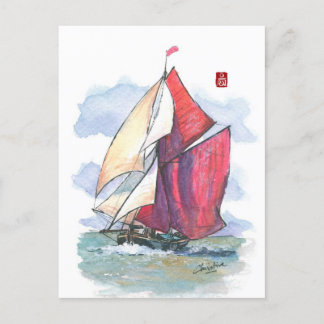 (029) Thames Sailing Barge Sailboat Postcard