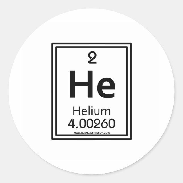 02 Helium Classic Round Sticker (Front)