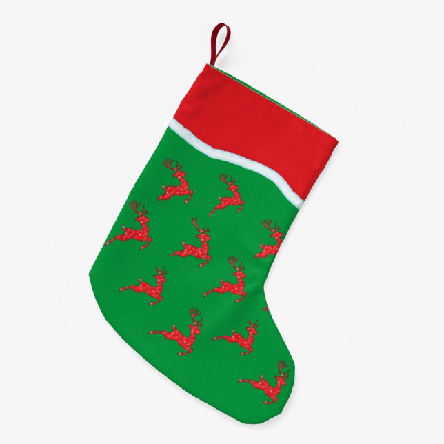 02 Reindeer Green Stockings (Front (Hanging))