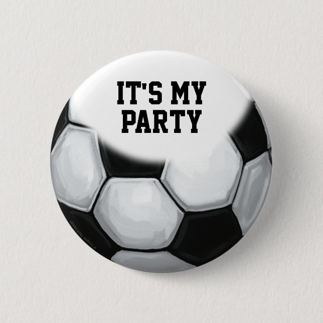 02of12 Birthday Custom Soccer Ball 2 Inch Round Button (Front)