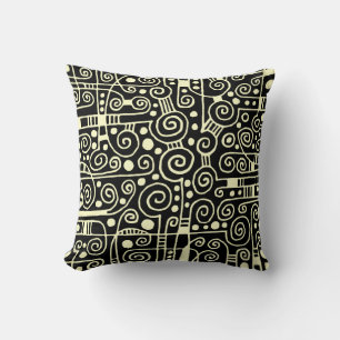040512 - Cream on Black Throw Pillow
