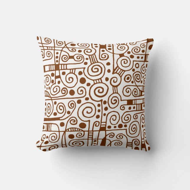 040512 - Dark Brown on White Throw Pillow (Front)