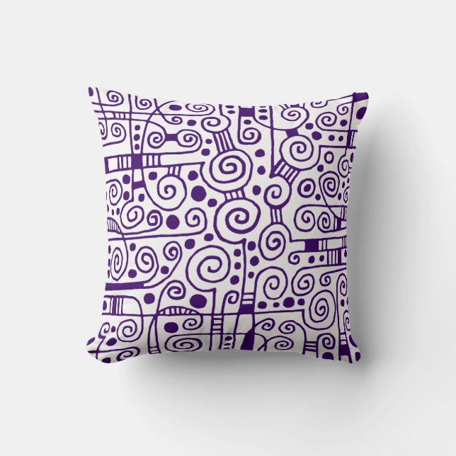 040512 - Deep Purple on White Throw Pillow (Front)