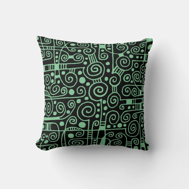 040512 - Faded Green on Black Throw Pillow (Front)