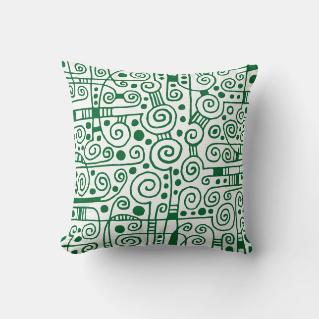 040512 - Forest Green on White Throw Pillow (Front)