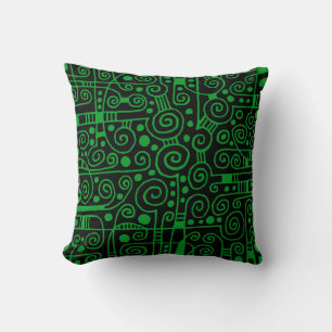 040512 - Grass Green on Black Throw Pillow