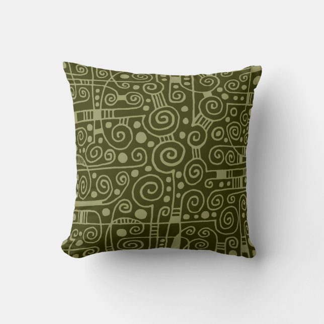 040512 - Khaki on Dark Olive Throw Pillow (Front)