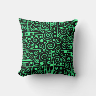 040512 - Mint Green on Black Throw Pillow