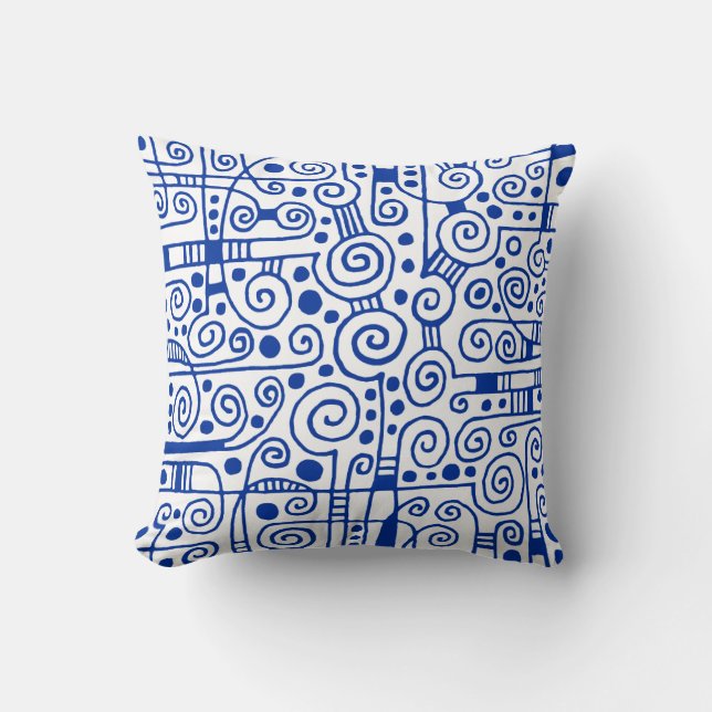 040512 - Navy Blue on White Throw Pillow (Front)