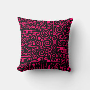 040512 - Neon Red on Black Throw Pillow