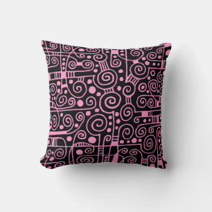 040512 - Pink on Black Throw Pillow