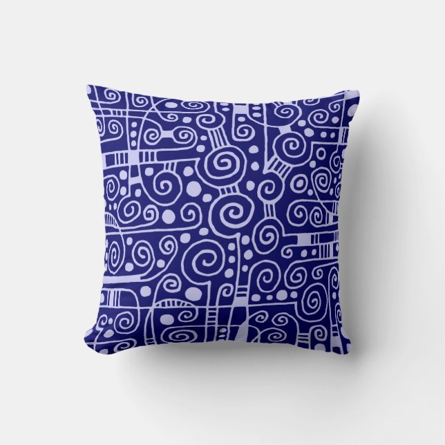 040512 - Powder Blue on Deep Navy Throw Pillow (Front)