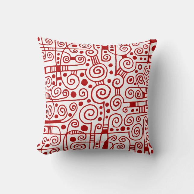 040512 - Ruby Red on White Throw Pillow (Front)