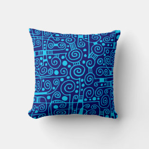 040512 - Sky Blue on Dp Navy Blue Throw Pillow