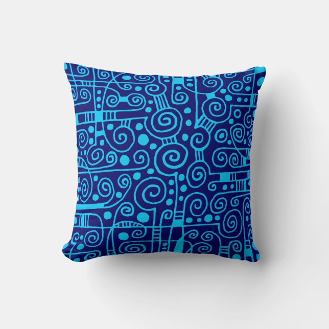 040512 - Sky Blue on Dp Navy Blue Throw Pillow (Front)