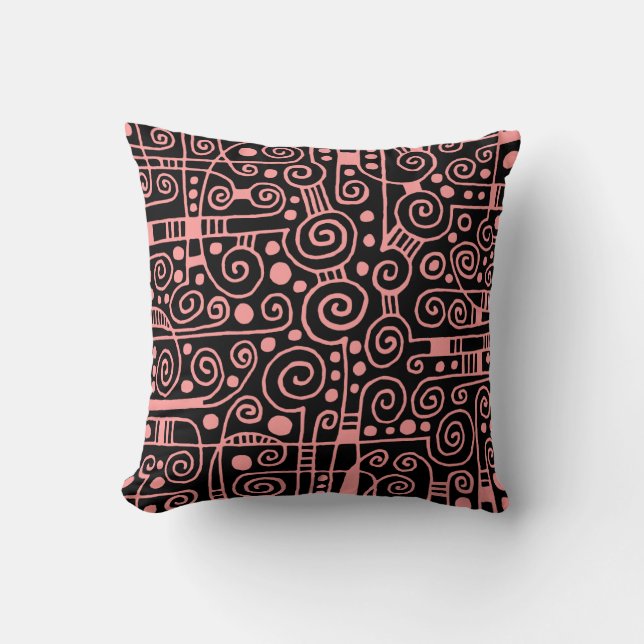 040512 - Soft Pink on Black Throw Pillow (Front)