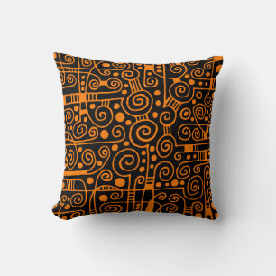 040512 - Yellow Orange on Black Throw Pillow
