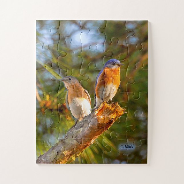 040 enfants du puzzle 11x14 de cour d'oiseau bleu (Vertical)