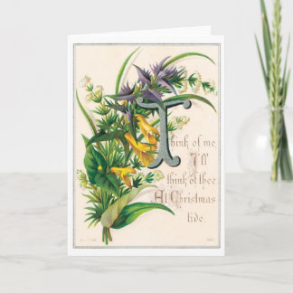 040 Vintage Christmas Card Poem Poetry Flowers