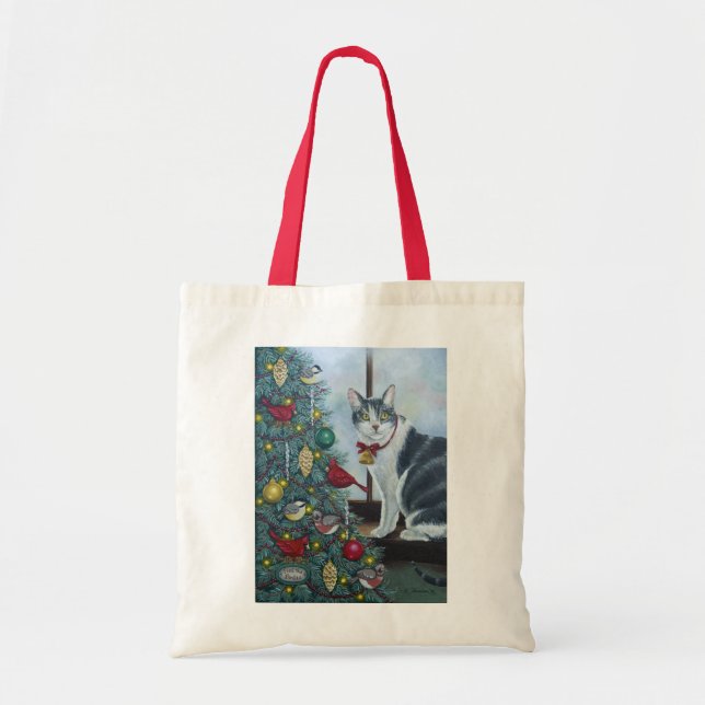 0417 Christmas Cat Tote Bag (Front)