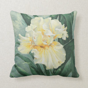 0434 Cream Iris Throw Pillow