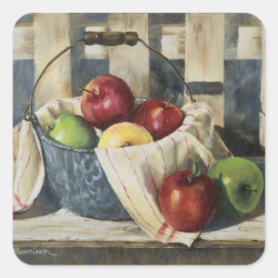 0449 Apples in Enamelware Pail Square Sticker