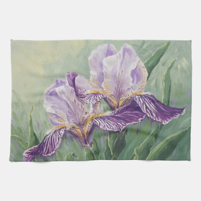0455 Purple Irises Kitchen Towel (Horizontal)