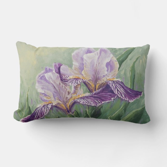 0455 Purple Irises Lumbar Pillow (Front)