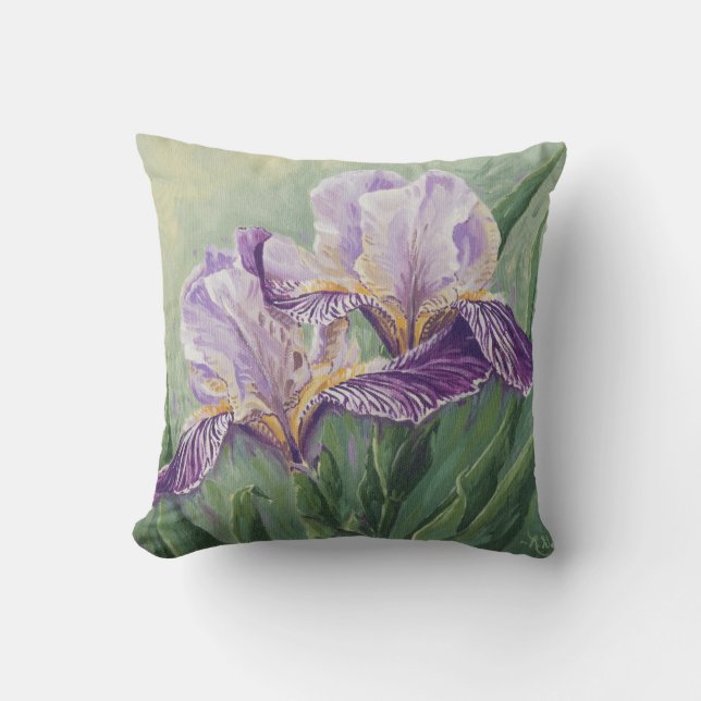 0455 Purple Irises Throw Pillow (Front)