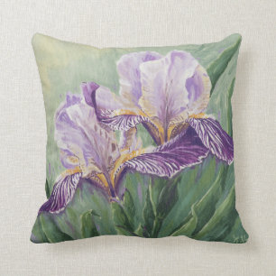 0455 Purple Irises Throw Pillow