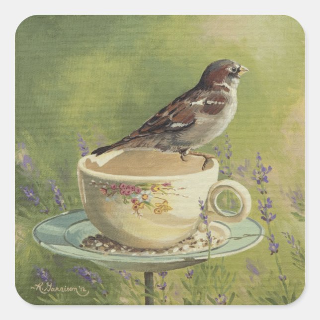 0470 Sparrow Square Sticker (Front)