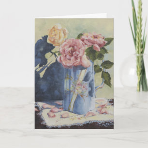 0476 English Roses in Blue Pitcher Sympathy Card