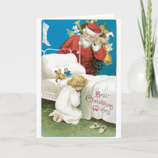 048 Carte de Noël Vintage Prier du Père Noël