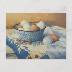0492 Eggs in Blue Enamel Bowl Postcard