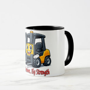 0499 Happy Forklift Cartoon Mascot Mug
