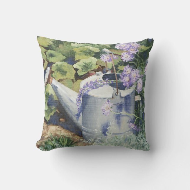 0516 Watering Can & Pincushions Throw Pillow (Front)